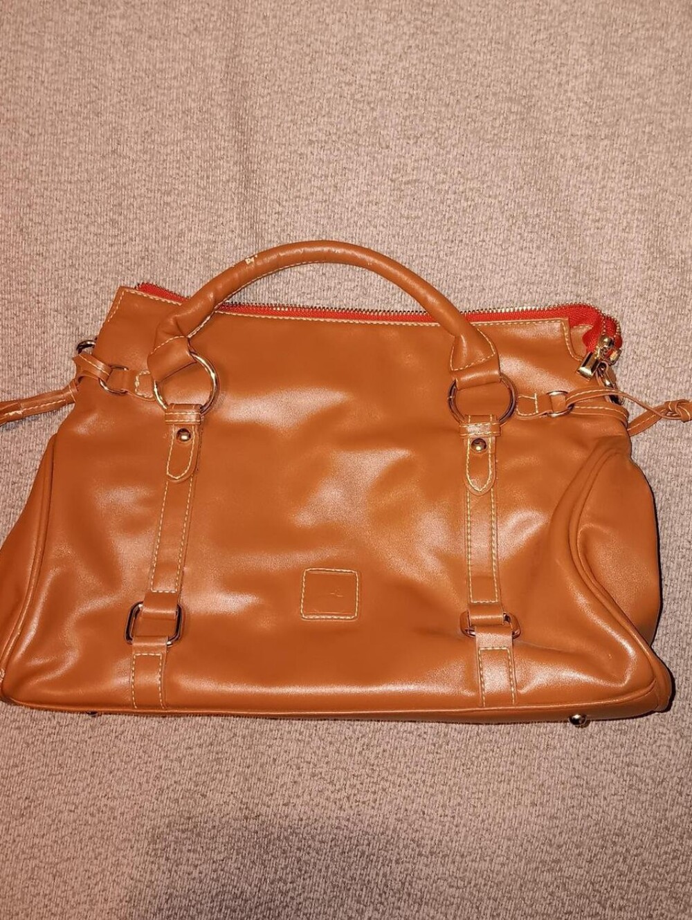 Women's Tan Satchel Handbag with Top Handles